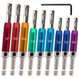 K Kwokker Self Centering Drill Bit Set 1/4" Hex Shank VIX Bit, 5/64" to 1/4" Custom Colorful Hinge Drill Bit Set for Metal Wood Cabinet Door Window Aluminum Copper Stainless Steel