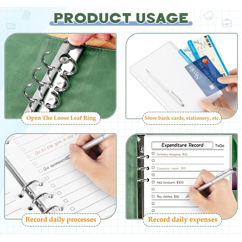 Ring Binder A5 Refillable, Agoer PU Leather Binder Notebook with