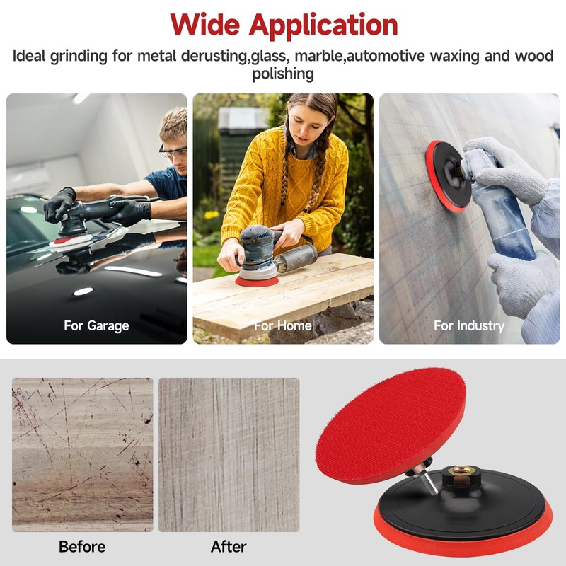 MOGRQAP Sanding Disc Polishing Pad Adapter 150mm Velcro Sanding Disc