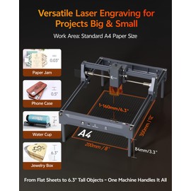5000mW Diode Laser Engraver and Cutter Machine, Carverall Laser Engraving Machine, WiFi Connectivity 0.01mm Ultra-Precise for Wood Metal Leather, Class 1 Laser Product
