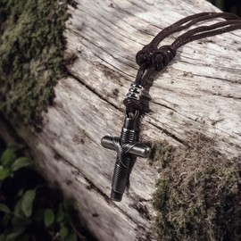 BlueRica Metal Wrapped Cross Pendant on Adjustable Cord Necklace, Zinc, No Gemstone