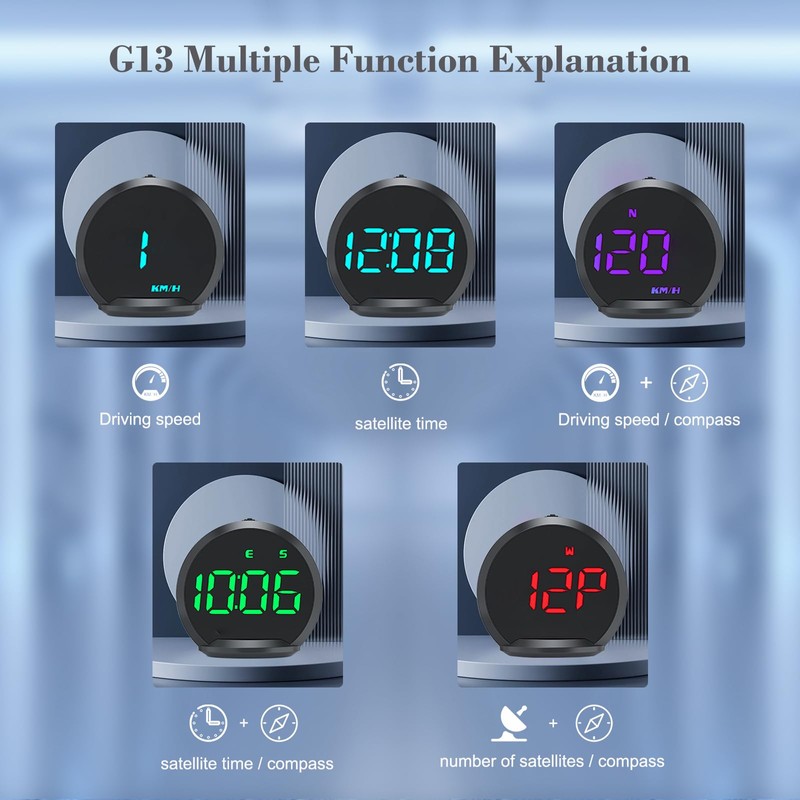 Liiiyuan G13 GPS Speedometer, Universal Digital GPS Speedometer with Color