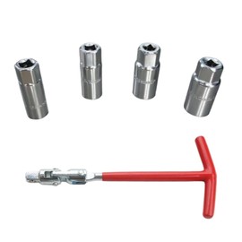 CGXYK 4-Size T-Handle Spark Plug Socket Set (14mm/16mm/18mm/21mm), Universal 5/8" & 13/16" Spark Plug Wrench for Small Engine, Lawn Mower, Motorcycle, Car Repair