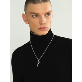 U7 Italian Horn Necklace for Men Women, Stainless Steel Talisman Italian Jewelry Protection Charm Pendant Cornicello Necklace 22 Inch