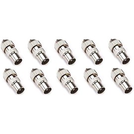 electrosmart Pack of 10 Male TV Aerial Coax Plugs – Nickel Plated with Solder Free Clamping Screw - No Soldering Required