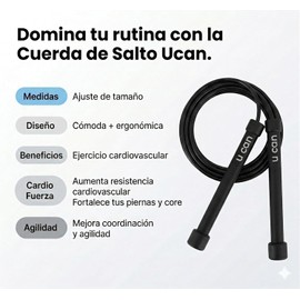 U Can Cuerda para Saltar Ligera y Resistente 300 cm Ideal para Cardio, Coordinación y Agilidad UCAN