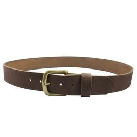 Bison Designs Rough Cut Leather USA Made Brass Buckle Belt, Brown Two Tone, 32-Inch