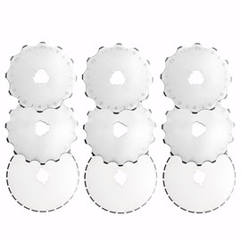 Yakamoz 9Pcs 45 mm Rotary Cutter Blades, Crochet Edge Skip Blades Rotary Cutter Accessories Compatible for Cutting Cloth, Leather and Paper(12, 15, 27 Teeth)