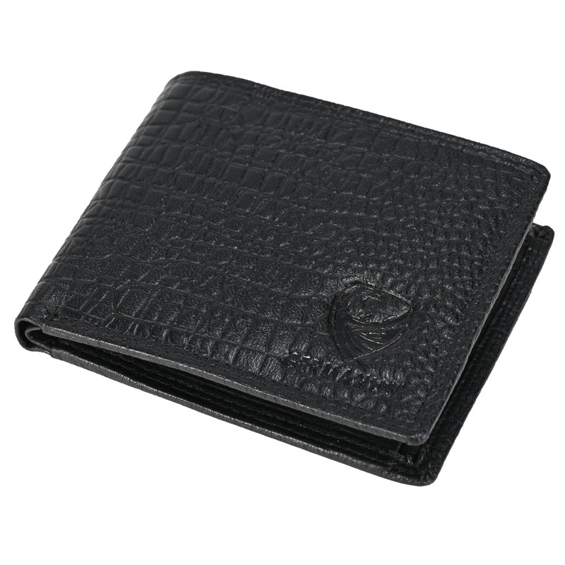 GERMANUS Leather Wallet (Black Croco), Black crocodile., Classic
