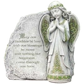 Roman Joseph's Studio, 9.75" H Irish Angel and Blessing Garden Stone, Outdoor Religious Decor