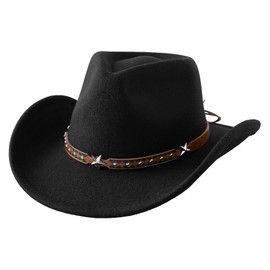 Jastore Toddler Baby Cowboy Hat Infant Baby Boys Girl Cowgirl Hats Kids Western Cowboy Hat, Black, 6-12 Years