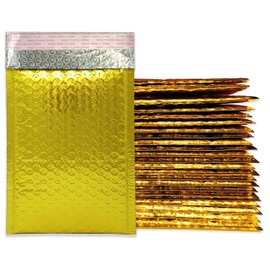 4x8" Metallic Bubble Mailers, Flashy, Durable Self Sealing Padded Mailing Shipping Envelopes (inside size 4x7" Inch) (Honey Pot Gold, 10 Pack)
