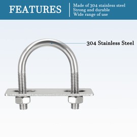 QUARKZMAN M6 x 27 x 47 mm Round U Bolt x 4 Sets 304 Stainless Steel U Bolt for Axle and Trailer Blades and Pipes Silver