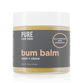 Pure for Men Bum Balm, 107 g, loción cruda ecológica para hombres, bálsamo hidratante y desodorante para todo propósito | manteca de karité cruda, menta y clavo