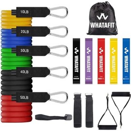 WHATAFIT Bandas de Resistencia, Bandas de Ejercicio, Bandas de Resistencia para Entrenamiento, Bandas de Entrenamiento con Asas para Hombres y Mujeres