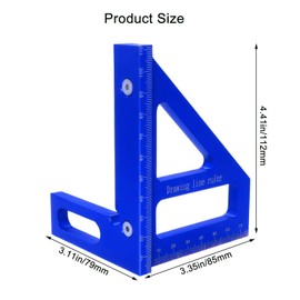 GSDOXLE 3D Multi-Angle Measuring Ruler,Miter Triangle Ruler Precision Layout Measuring Tool,45/90 Degree Aluminum Alloy Woodworking Square Protractor,Drawing Line for Woodworking (Blue)