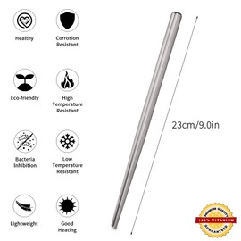 Tibitdeer Titanium Chopsticks, 2 Pairs Titanium Chopsticks, Ultralight Professional (Ti) Titanium Cutlery Set, Reusable, Dishwasher Safe Chopsticks