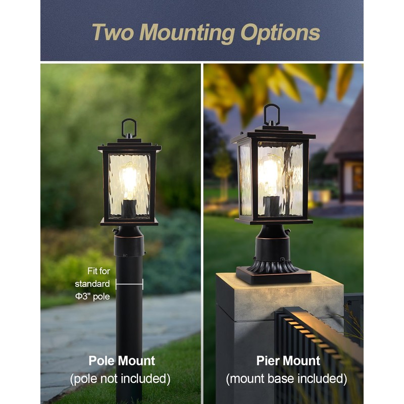 ZILLSEA Dusk to Dawn Outdoor Post Light, Oil-Rubbed Bronze Pole