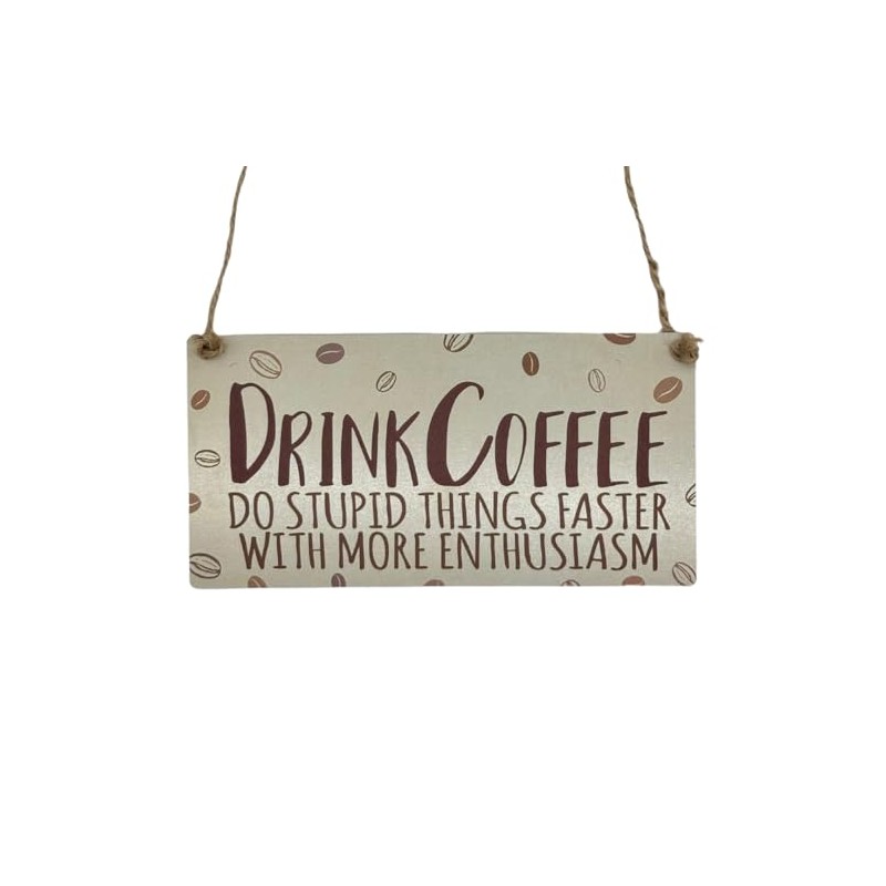 Second Ave Funny Drink Coffee Wooden Hanging Gift Rectangle Home
