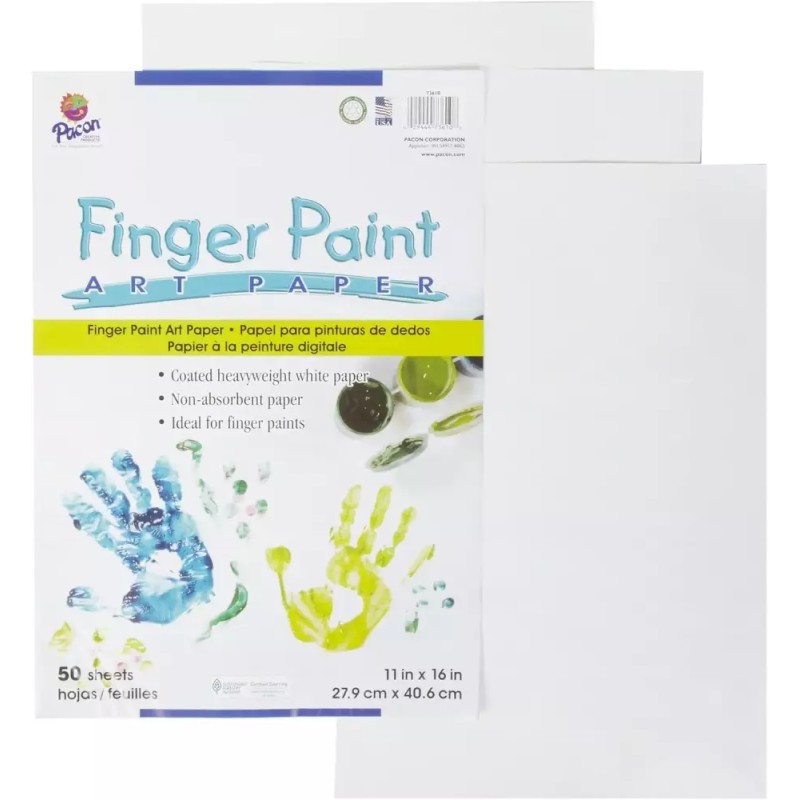 PACON PAC73610 핑거 페인트 종이 11인치 x 16인치 흰색 50매