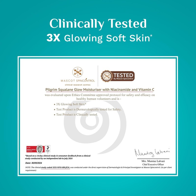 Pilgrim Squalane Niacinamide & Vitamin C Glow Moisturizer for Face