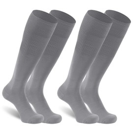 Dsource Youth Soccer Socks, Athletic Long Tube Gray Football Socks for Football Basketball Sports, Grey 2 Pairs XL
