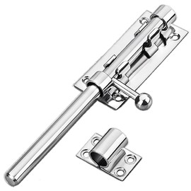 Litensh Heavy Duty Sliding Gate Latch Bolt Door Lock with Padlock Hole, 304 Stainless Steel Safety Barrel Gate Bolt Latch, 12mm Dia. 196MM Stainless Steel