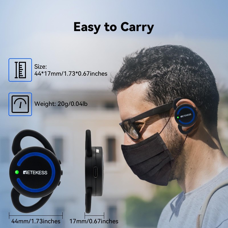 Retekess TT126 Plant Tour Guide System Ear Receiver, Communication Device,