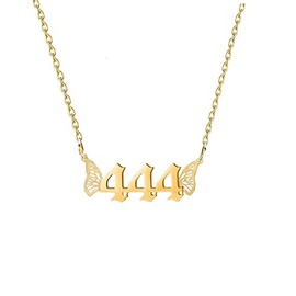 Dainty Angel Number Necklace for Women 111 222 333 444 555 666 777 888 999 Choker Lucky Numerology Butterfly Necklace Jewelry for Girls Teen Birthday Gifts, Stainless Steel, No Gemstone