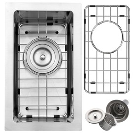 9x15 Black Undermount Small Bar Sink, Swift Horse 9 Inch 16Gauge Undermount Black Small Kitchen Bar Sinks