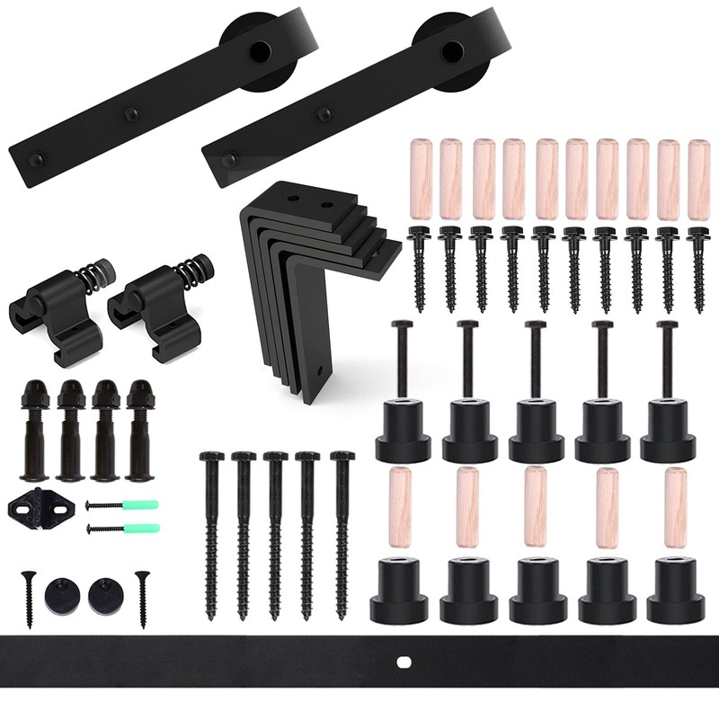 CCJH 5.5FT Ceiling Mount Sliding Barn Door Hardware Kit Low