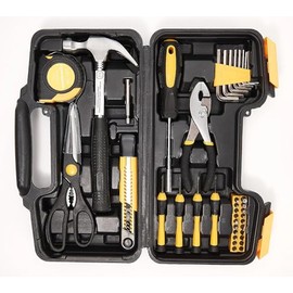 Power Source Tool 39-Piece Set with Storage Tool Box for DIY Home Improvement and Repairs - Great for Home and Professional Use (Orange)