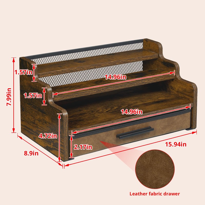 Yuzehuaza 3 Tier Perfume Organizer with Drawer，Wooden Cologne Organizer for