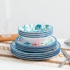 LEHAHA 12-Piece Melamine Beach Dinnerware Set, Coastal Plates and Bowls