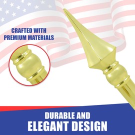 Super Tough Indoor Flag Pole kit 7ft - Plastic Spear - Gold Texture Base - Aluminum Flagpole with Brass Finish - Heavy Duty Inside House Flagstaff - Interior Shaft and Stand - No Ensign Included