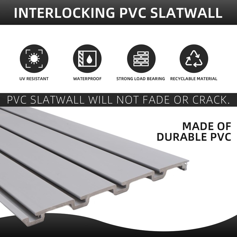 Slatwall Panel Garage Wall Organizer Heavy Duty Wall Mounted, PVC
