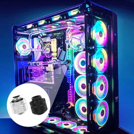 4 PCS Water Cooling Compression Fitting Two-Touch Fitting g1/4 Thread Soft Tube Connector PC Water Cooling System Fittings for 9.5mm Inner Diameter and Outer Diameter 12.7mm Thin Tube