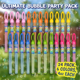 Maxx Bubbles 24 Pack 14.6" Big Bubble Wands for Summer Toy, Outdoor/Indoor Activity Use, Party Favor Supplies for Kids, 2 Dozen