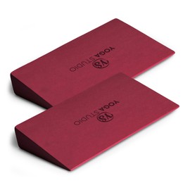 Yoga Studio EVA Yoga Wedge Blocks - 2 Pack (Pair) | Slant Board Twin Pack | Calf Stretcher | Lightweight EVA Foam | Mini Half Wedges | Non Slip Yoga Wedge for Wrists and Hands (Raspberry)