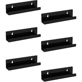 Sooyee 6 Pack 7 Inch Acrylic Invisible Kids Floating Bookshelf for Kids Room,Modern Picture Ledge Display Toy Storage Wall Shelf,Black