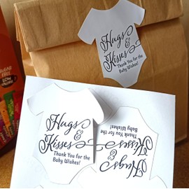 Handra 50pcs Stickers Hugs and Kisses Thank You for The Baby Wishes Tags, Baby Onesie Gift Tags, Baby Shower Thank You Tags - Stickers