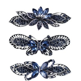 Women Retro Metal Hair Accessories Rhinestone Fancy Hair Clips Pins Butterfly Bow Style Hair Barrettes Spring Clip (Style 1)