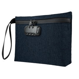 BOJLY Odour-Proof Bag, Money Bag with Combination Lock - 32 x 19 cm Waterproof Bag, Activated Carbon Lined for Travel/Essentials, Safe Storage (Blue)