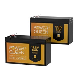 power queen 12V 6Ah LiFePO4 Battery, IP65 Protection, Deep Cycle Lithium Iron Phosphate Battery with Built-in 6A BMS & 2000+ Long Cycle Life Perfect for Kid Scooters, Power Tools, Camping