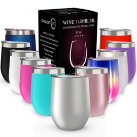CHILLOUT LIFE 12 oz Stainless Steel Tumbler with Lid & Gift Box - Wine Tumbler Double Wall Vacuum Insulated Travel Tumbler Cup for Coffee, Wine, Cocktails, Ice Cream - Sweat Free, BPA Free