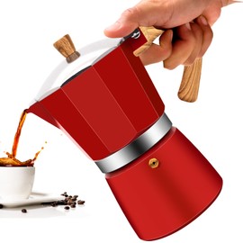 Vaolvpant 3 Cup Aluminum Moka Pot Classic Stovetop Espresso Coffee Maker 150ml 5oz Coffeemaker Percolator Mocha Express Preferred Cafe Makers for Italian and Cuban Café Brewing Red