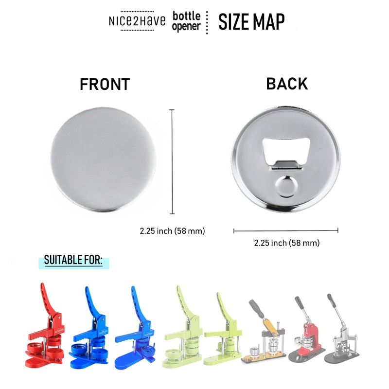 Nice2Have 25 Sets of Bottle Opener Buttons 2.25 inch (58mm)