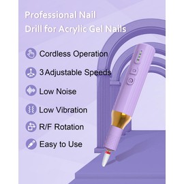 DEEHENK Nail Drill,Cordless Electric Files for Gel Nails Efile Manicure Kit Women Rechargeable Wireless Drill para Uñas Profesional Machine Grinder Acrylic (Purple)