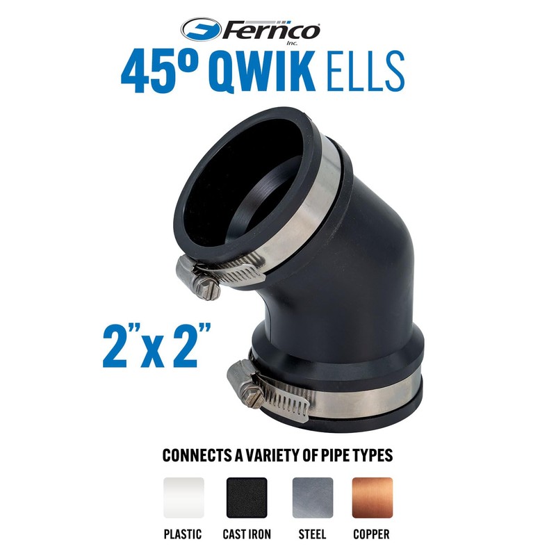 Fernco Qwik Ell 2 in. Hub 45-Degree Flexible PVC Elbow