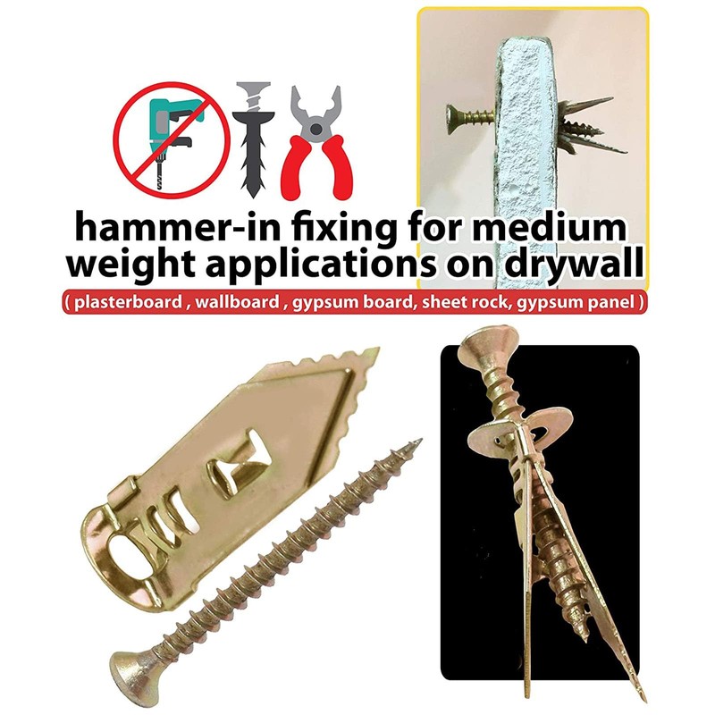 zalati Hammer Drive Anchor 60pcs Drywall Self-Drilling Anchor Screws Anchor